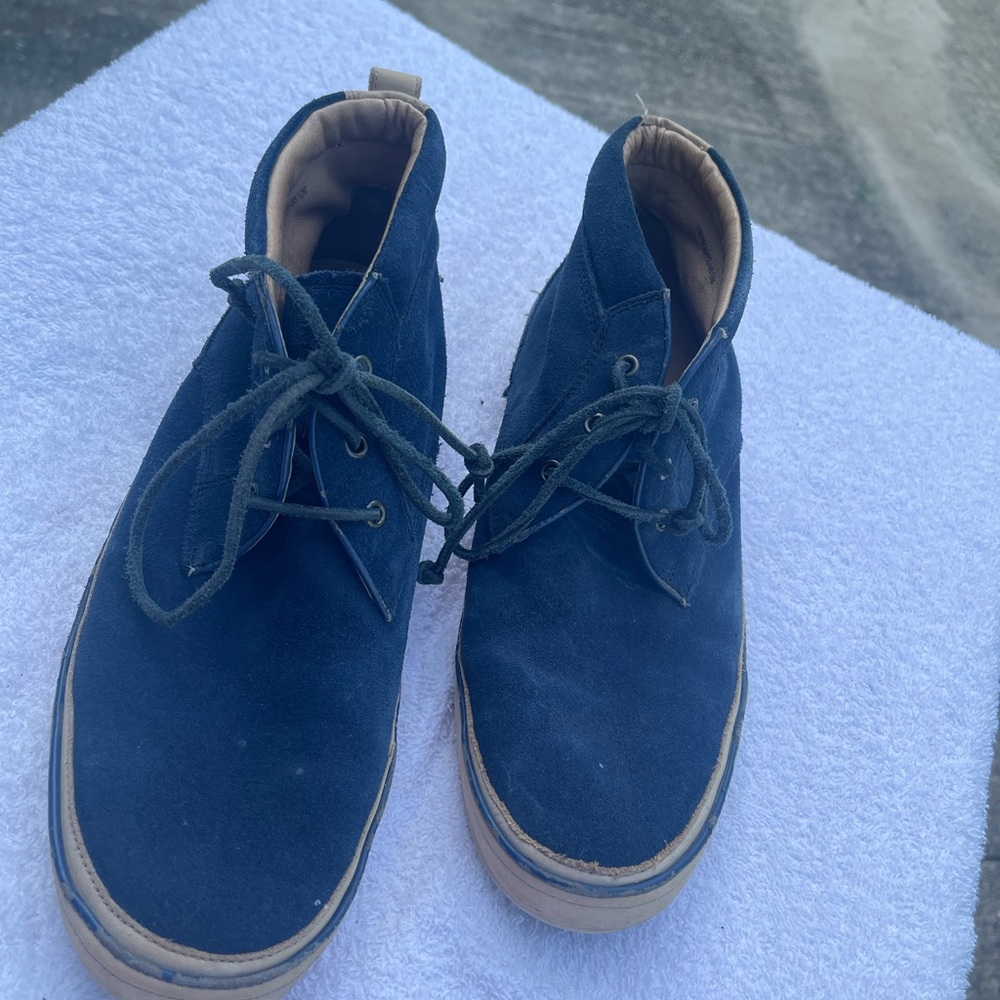 John Varvatos Blue and Tan Chukka Boots